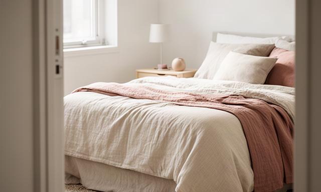 Slaapkamer in een starterswoning met zacht bedtextiel en compacte nachtkastaccessoires