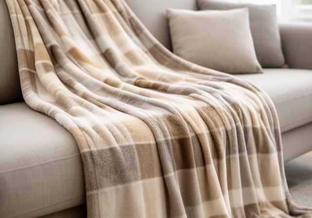 Zachte microvezel plaid op een familiebank met een subtiel patroon